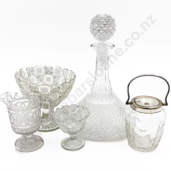 Selection Of Pressed Glass incl Ships Decanter (5)