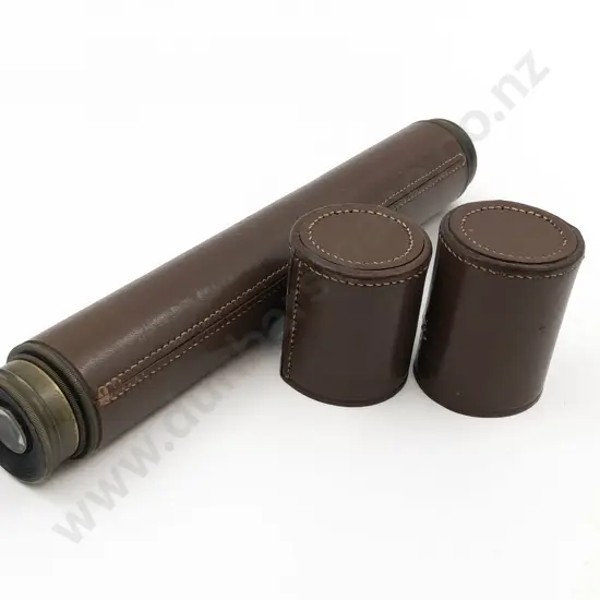 Three Draw Leather Cased Telescope
