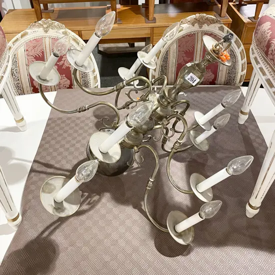 Brass Dutch Style Ten Arm Chandelier