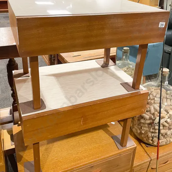 Pair of Formica Topped Bedside Drawers (faults one leg slightly loose)
