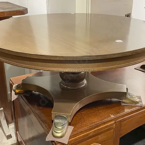 Circular Coffee Table with Brass Feet