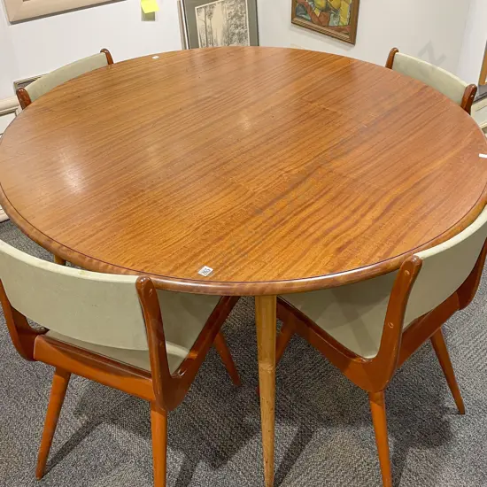 Mid Century Circular Dining Table & Four Chairs