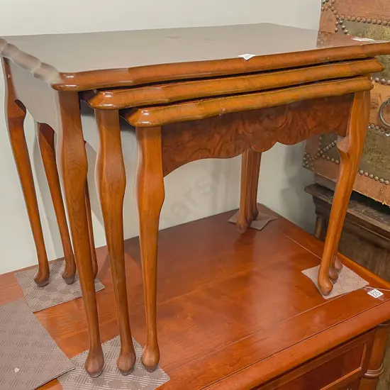 Burr Walnut Nest of Three Tables