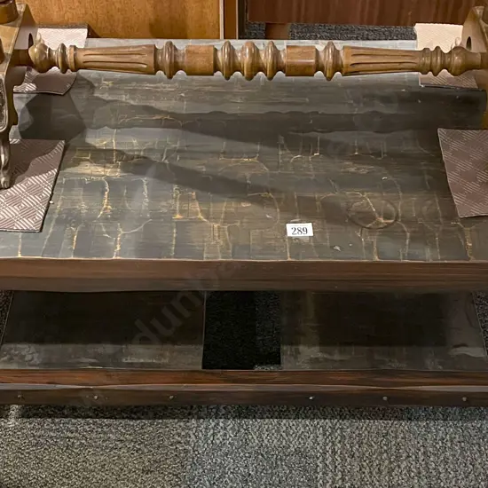 Adzed Rectangular Coffee Table with Under Tier