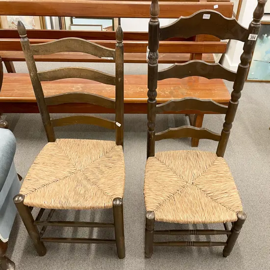 Two Rush Seated Occasional Chairs