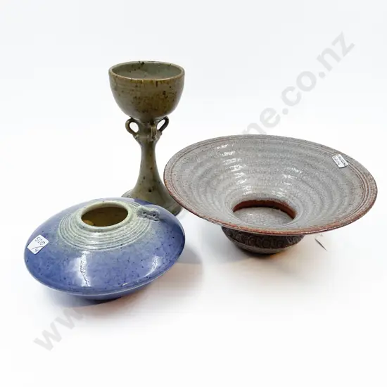 Lawrence Ewing Flared Shallow Footed Bowl and Two Others