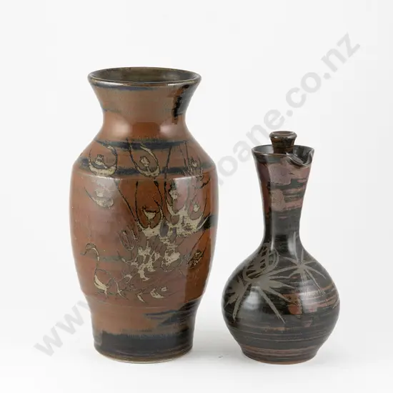 Stephen Carter Vase & Stoppered Flask