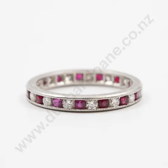 All Platinum Ruby and Diamond Eternity Band