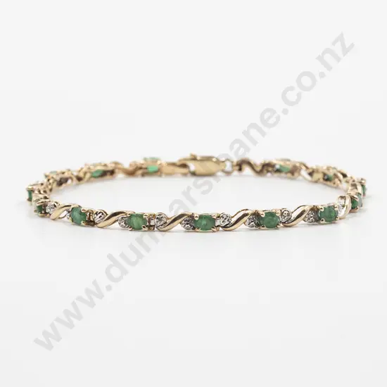 14ct 28stone Emerald and Diamond Tennis Type Bracelet