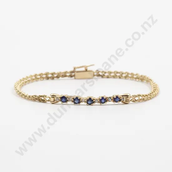 14ct Eleven Stone Sapphire and Diamond Bracelet