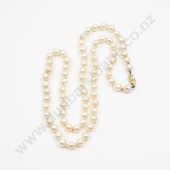 Single Strand Uniform Cultured Semi-Baroque Pearl Necklace