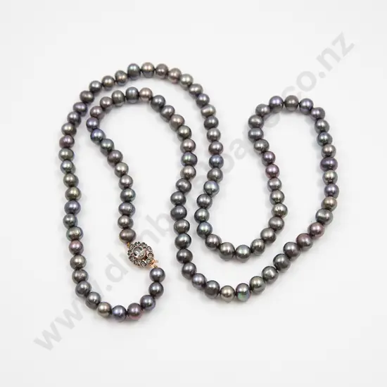 Single Strand Uniform Black Fresh Water Pearl Necklace