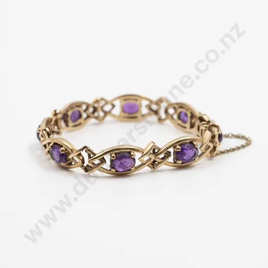 9ct Eight Stone Amethyst Bracelet