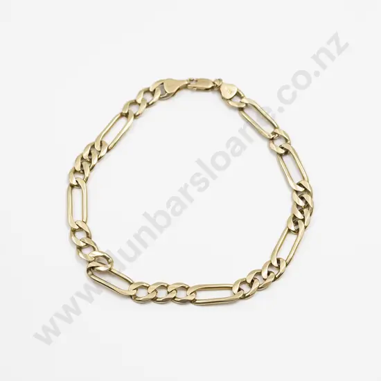 14ct Mixed Faceted Curb Link Bracelet