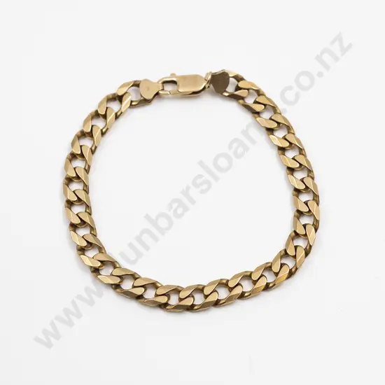 9ct Faceted Flat Curb Link Bracelet