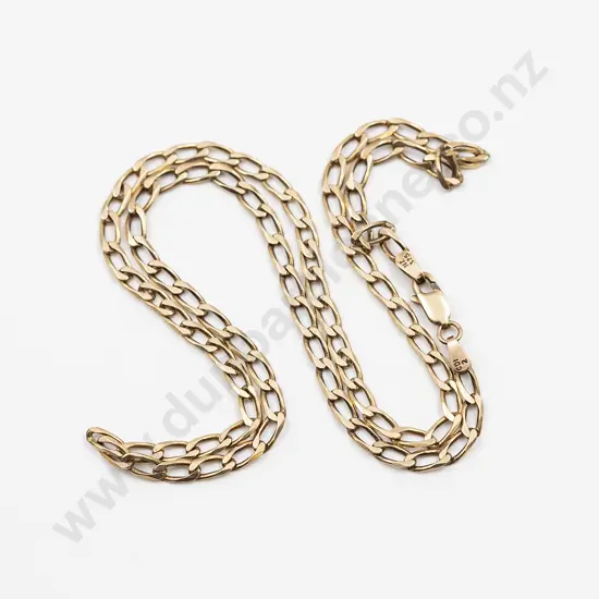 9ct Faceted Flat Curb Link Neck Chain