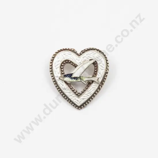 CH Monogram STG  (American) Art Nouveau White Enamel Brooch