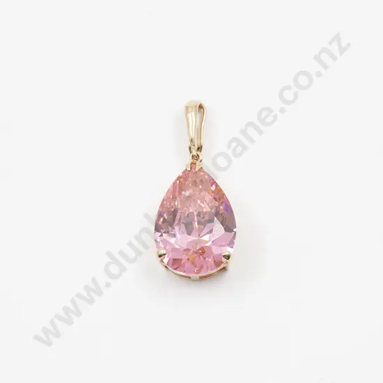 14ct Single Created Pink Sapphire Pendant