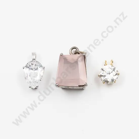 .925 Silver Single Rose Quartz Pendant