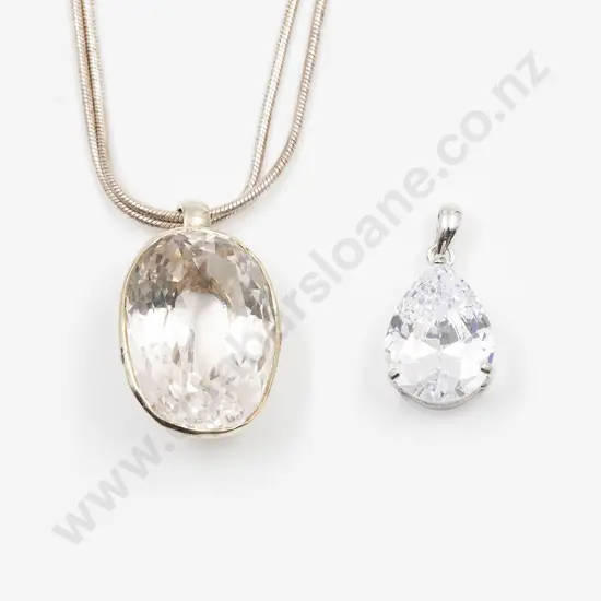 Silver Mounted Large Crystal Pendant