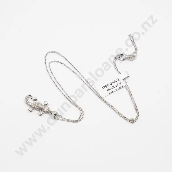 9ct White Gold 60stone Diamond Lizard Pendant