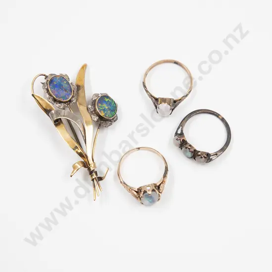 10ct Opal Doublet Spray Brooch