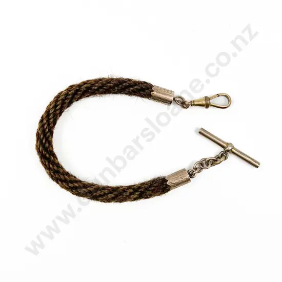 Victorian Gold Plate Mounted Hair Plait Watch Fob