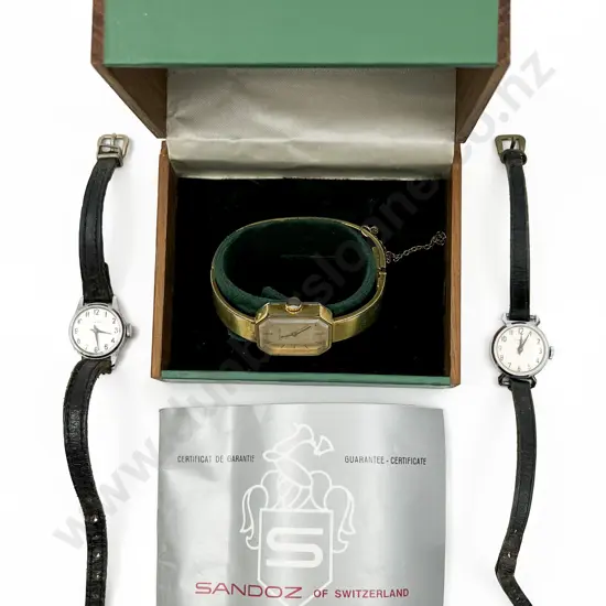 Mid C20th Original Boxed Sandoz Ladies Wrist Watch and two others