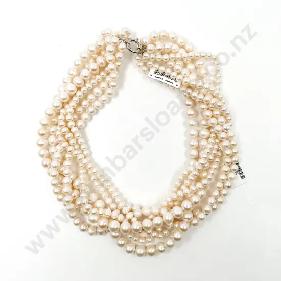Seven Strand Mixed Size Fresh Water Pearl Necklace