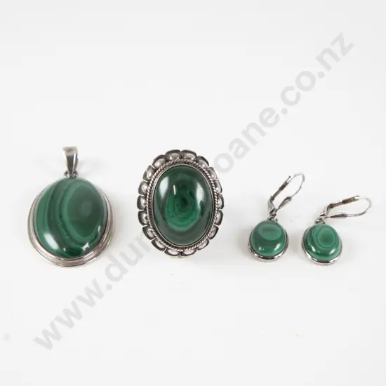 .925 Silver and Malachite Ring
