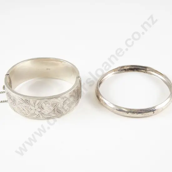 S/S Wide Hinged Snap Bangle and other