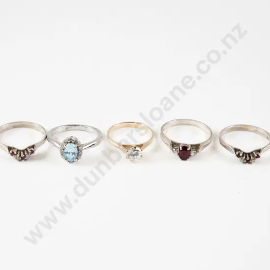 S/S Ruby and Diamond Crystal Three Ring Set