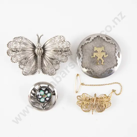 Silver Filigree Butterfly Brooch