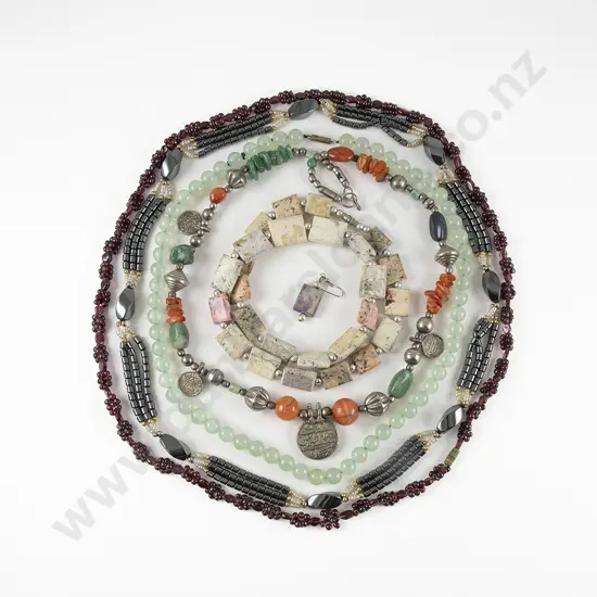 Five Various Gem Stone Bead Necklaces