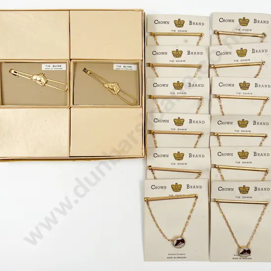 Original Boxed Vintage As New Old Stock of Crown Brand Tie Clips