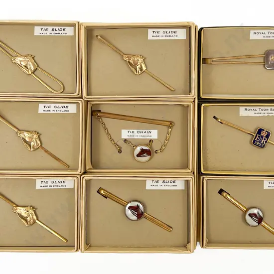 Original Boxed Vintage As New Old Stock of Crown Brand Tie Clips