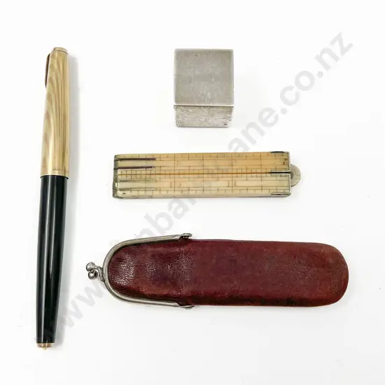 Victorian Ivory Steel Mounted Pocket Folding Ruler