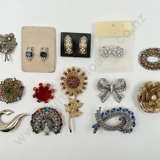 Collection Vintage Fashion Brooches and Earrings