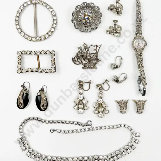 Collection Vintage Diamonte and Marcasite Jewellery