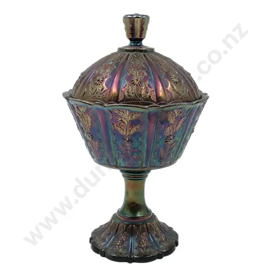 Carnival Glass Lidded Comport
