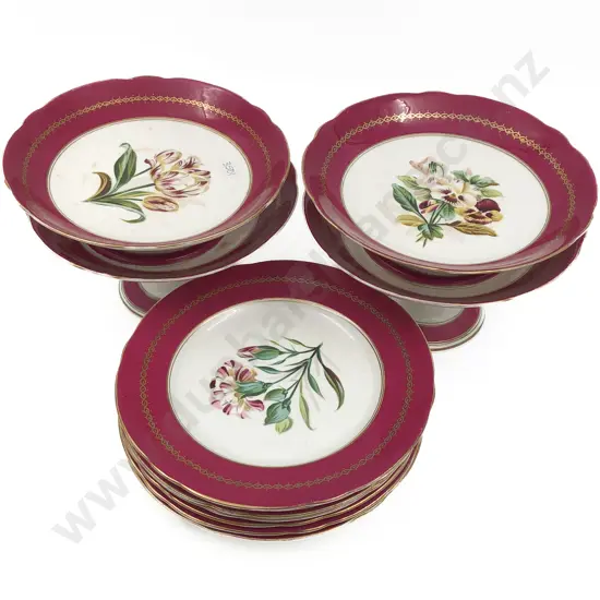 Victorian Hand Painted Dessert Set (11 Pieces)