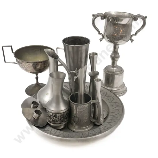 Quantity of Pewter Items & Two Trophies
