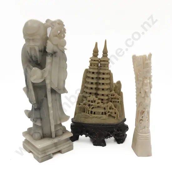 Two Asian Hardstone Ornaments and Other