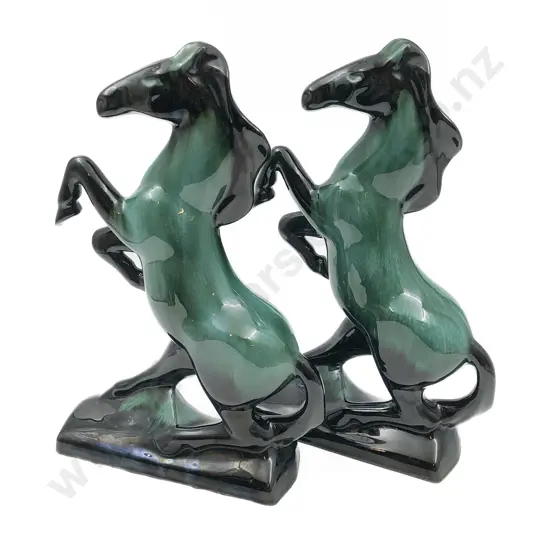 Pair of Blue Mountain Pottery Rearing Horses