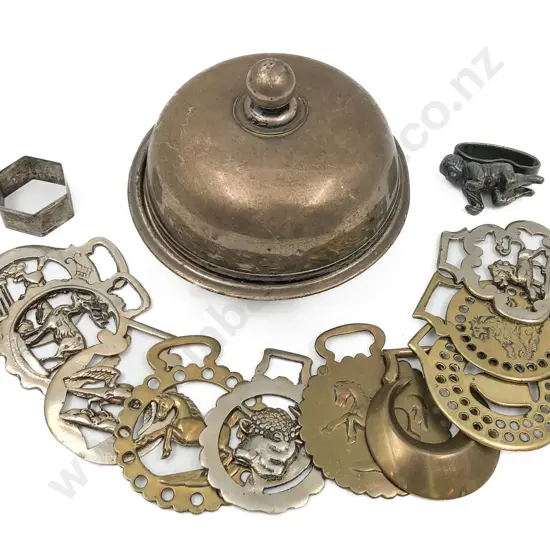 Lidded S/P Dish with Assorted Horse Brasses