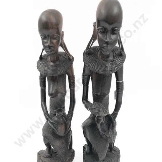 Two Vintage African Rosewood Carved Figures