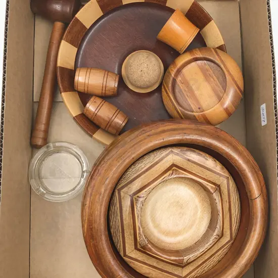 Box of Assorted Vintage NZ Souvenir Woodware