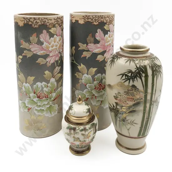 Pair of Satsuma Vases A/F and Two Other (faults)