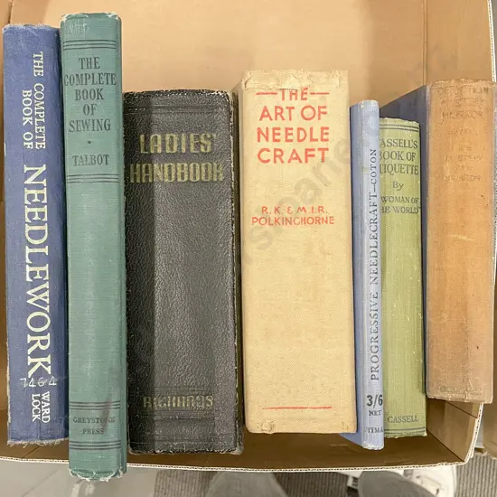 Box of Books Including Needlework Reference
