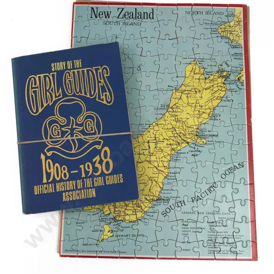 Two Vintage NZ Map Puzzles (North & South Island) Together with Girl Guides Vol 1 & 2